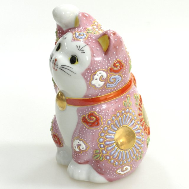 九谷焼ギフト ご贈答品 御祝い 九谷焼3.5号招き猫 ピンク盛 【九谷焼