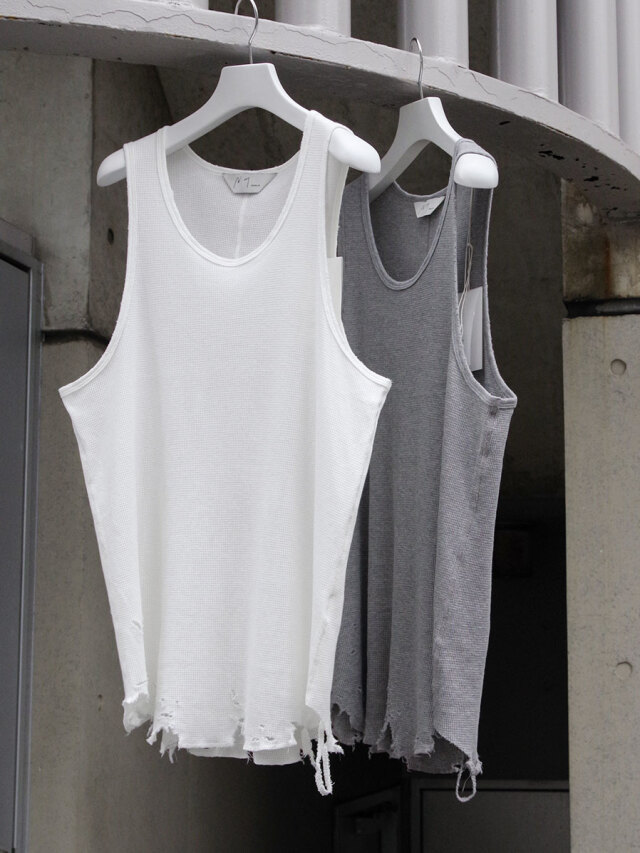 ANCELLM ダメージワッフル タンクトップ gray 25ss ANCELLM ダメージ