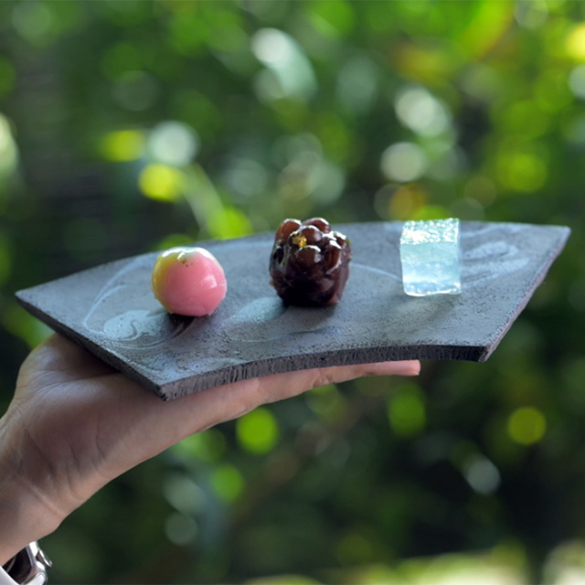 和食器 | 彩墨流扇板皿（JS-728） 作家「瀬津純司」