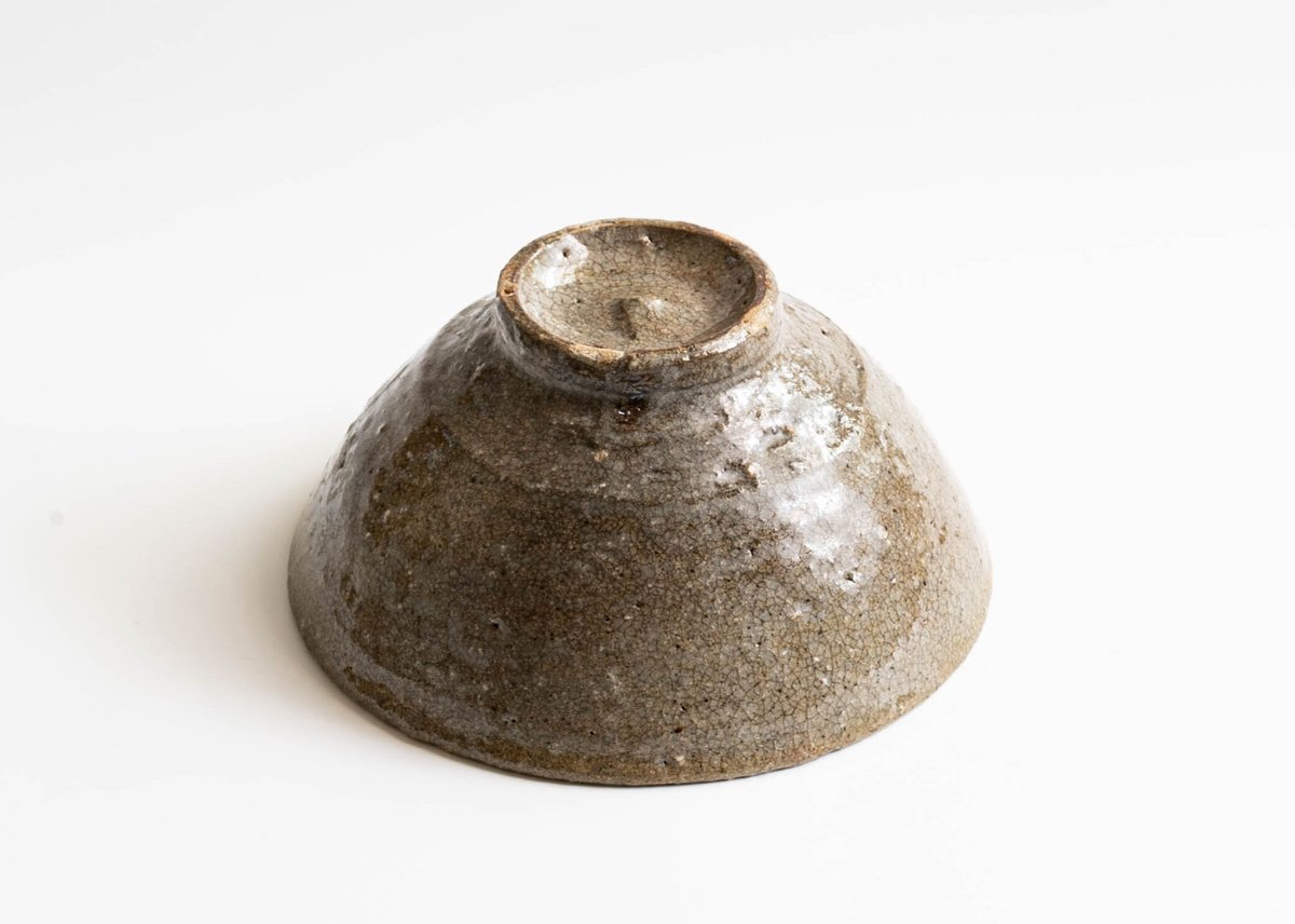 鈴木量作 灰釉流描点紋扁壺 箱書き、とも箱、黄布付き 鈴木量作 灰釉流