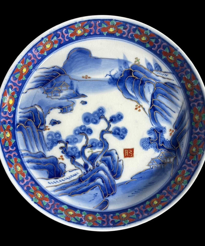 小皿（5枚）9.5cm 輸出 伊万里 金彩赤絵 伊万里焼 古伊万里 赤絵金彩 鳥