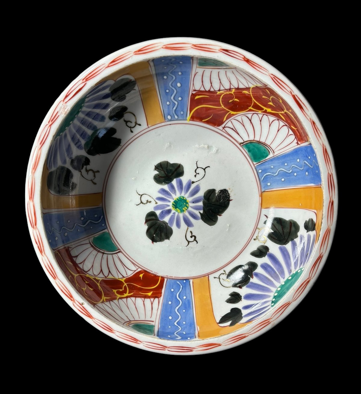 古伊万里 色絵三方柘榴鳥文様七寸皿 8枚 直径21.8㎝ 料理
