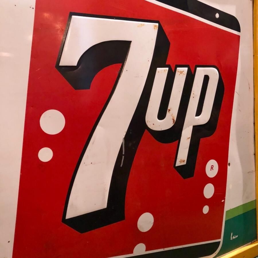 スーパーレア！1965年セブンアップエンボス3D氷看板ストアサイン