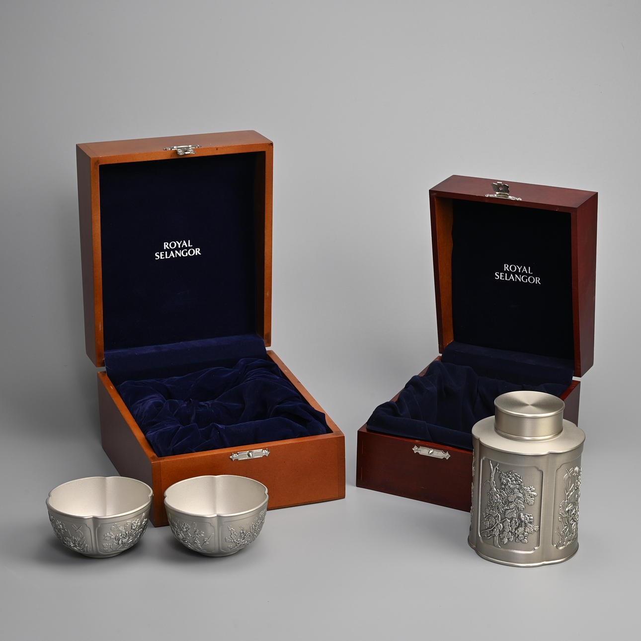 ROYAL SELANGOR, FOUR SEASONS COLLECTION - BOXED PEWTER TEA CADDY