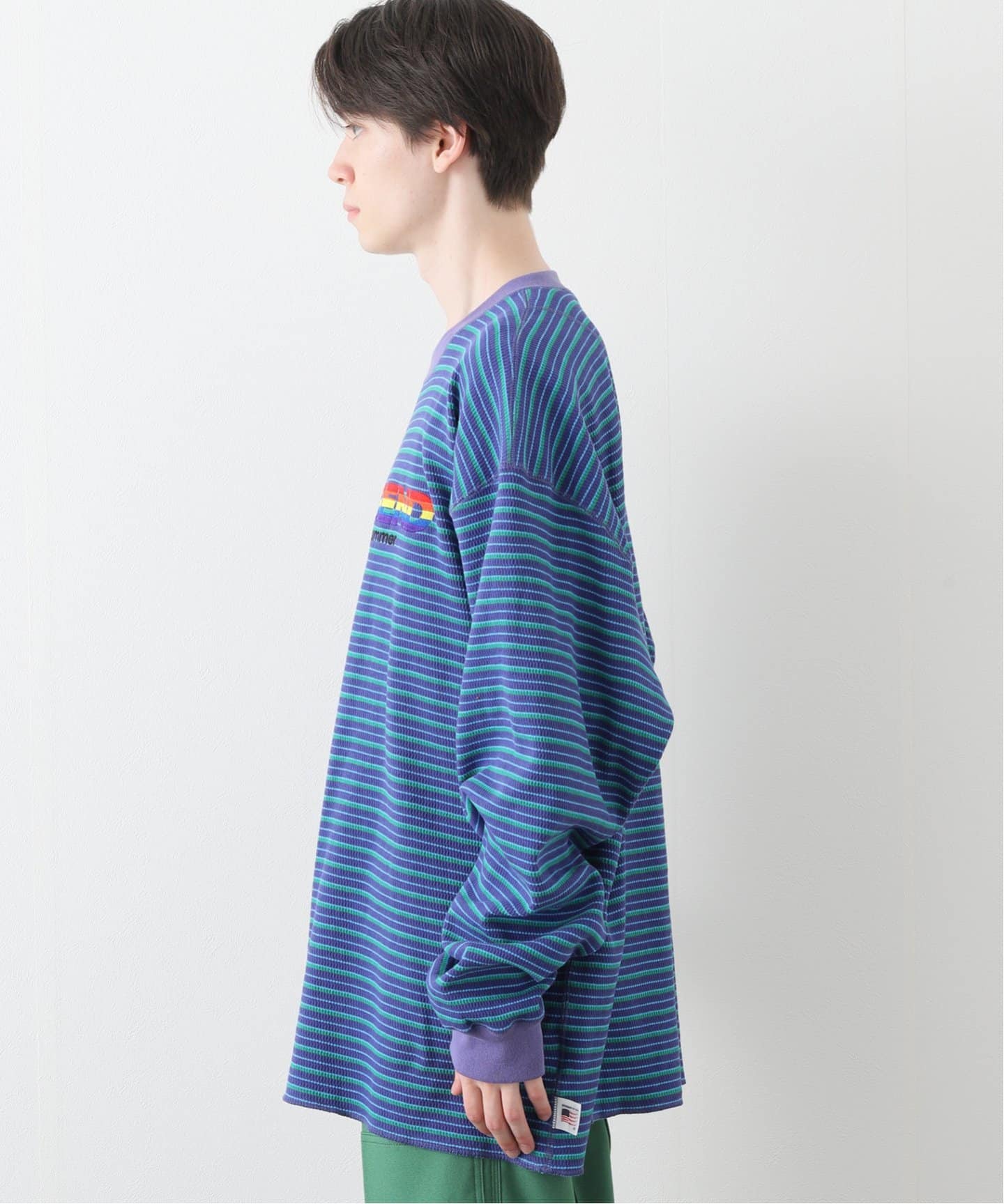 DAIRIKU 22SS 刺繍ボーダーロンT 青 2回着用 dairiku 22ss 刺繍