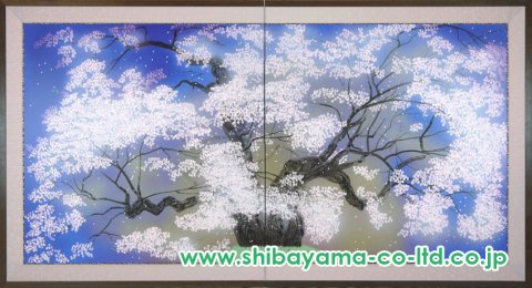 中島千波「醍醐桜(4) 屏風」シルクスクリーン :: 絵画買取・販売