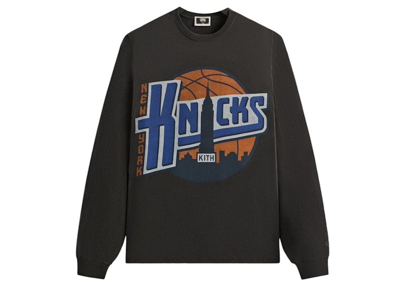 Kith x New York Knicks City Vintage Long Sleeve Tee Black Men's