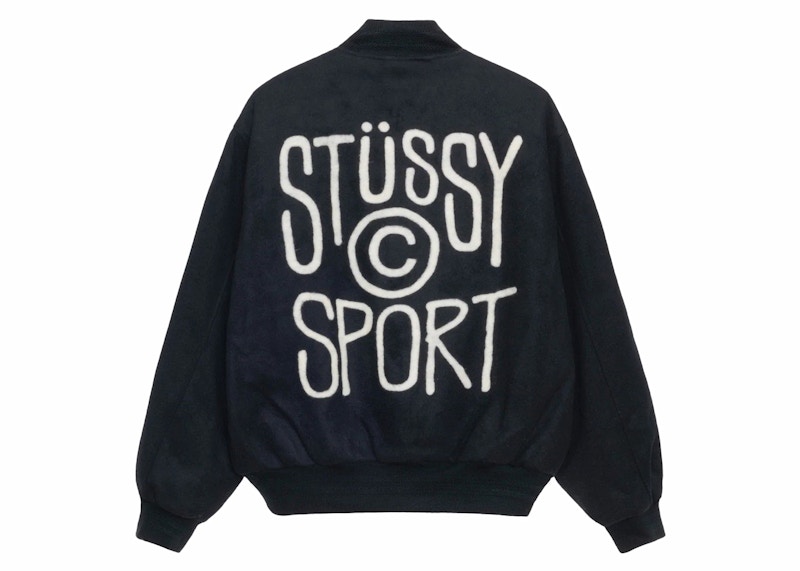 Stussy Sport Melton Varsity Jacket Black Men's - FW23 - US