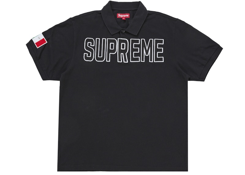 Supreme Twill Appliqué Polo Black Men's - FW25 - US