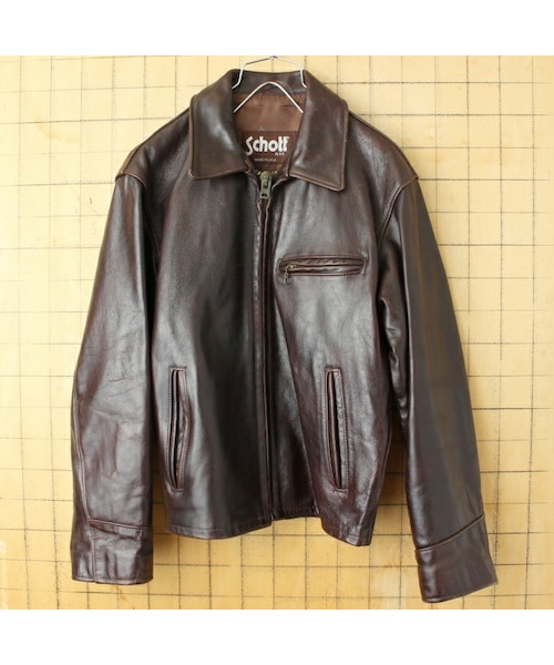 SCHOTT 659シングルライダーストラッカーズサイズ36赤茶色系