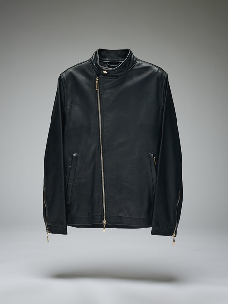 極美品】コムサデモードメン レザーライダースジャケット パッチワーク