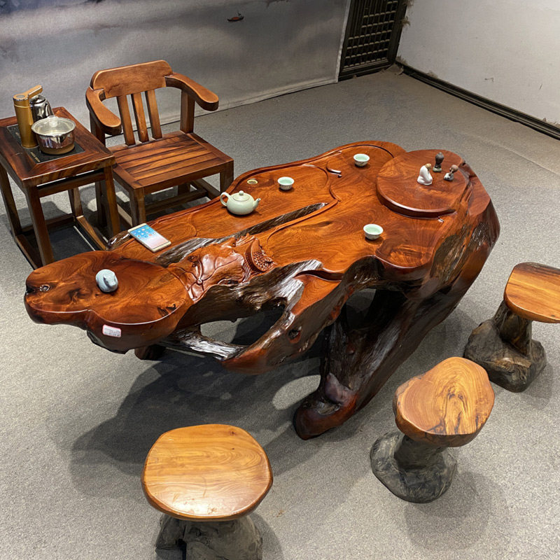 靈芝 竹雕搭天然樹瘤如意 長：47cm 古無垢材 天然木 根子彫 手彫り