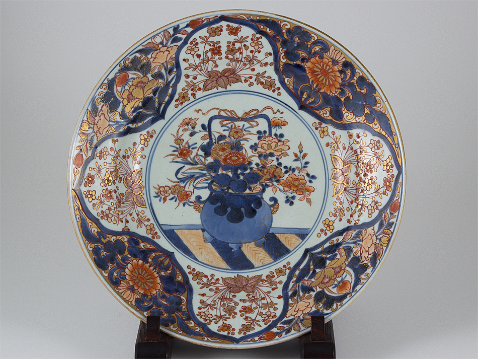 江戸期〜明治期の最上手の金蘭手古伊万里「華龍図皿三枚揃」本物保証