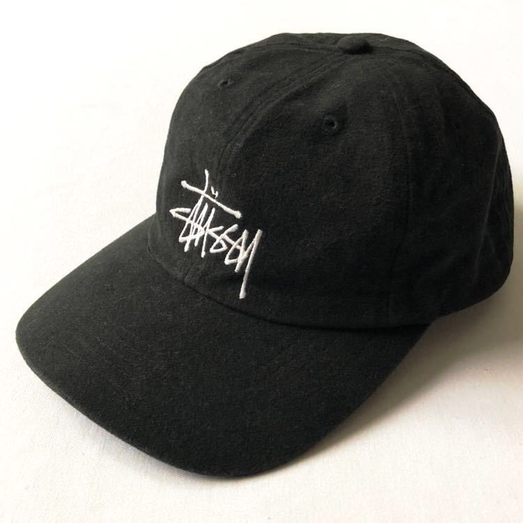 90s OLD STUSSY 紺タグ ベロア? ストックロゴ スナップバック キャップ