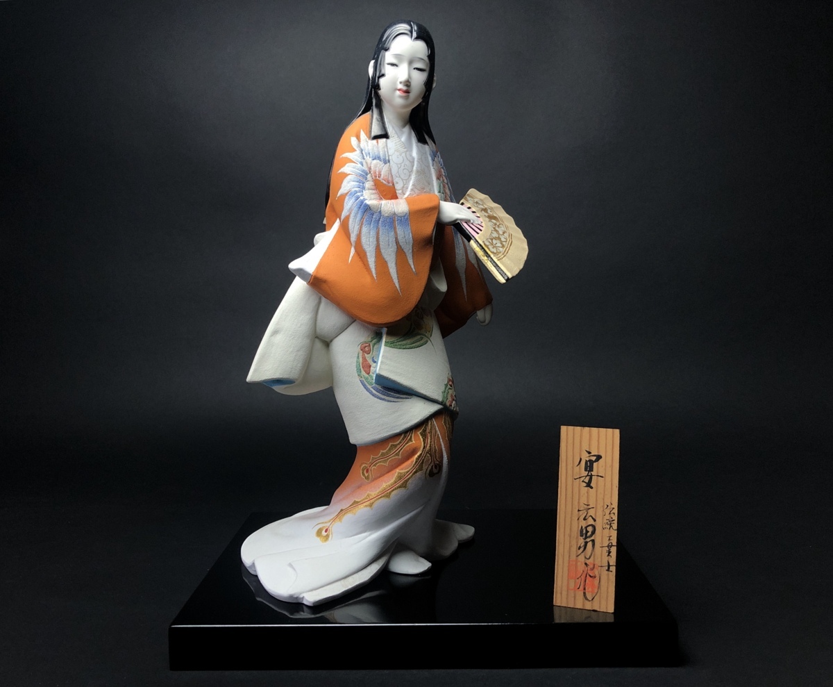 博多人形 陶器 本田広男作 「初舞」 博多人形陶器本田広男作「初舞」