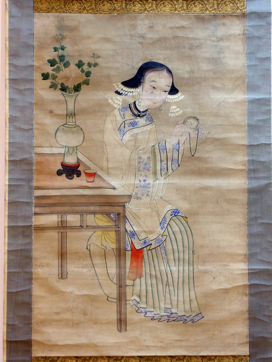 喜多川歌麿「夏姿美人図」一幅 絹本着色 寛成年間（1789〜1801）中期 -