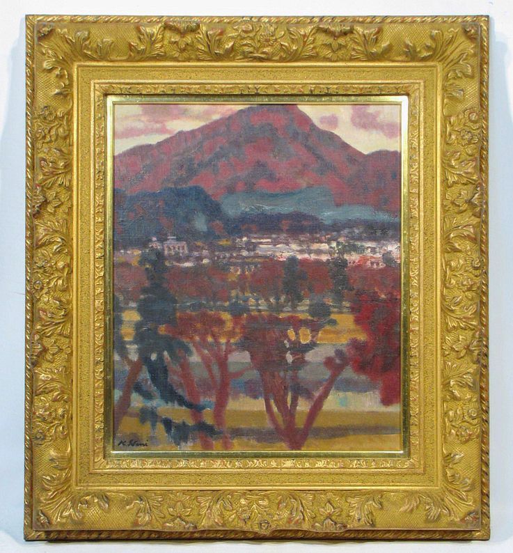 真作】「希少」絵画 油彩 伊谷賢蔵(風景) 伊谷レッド 真作】「希少