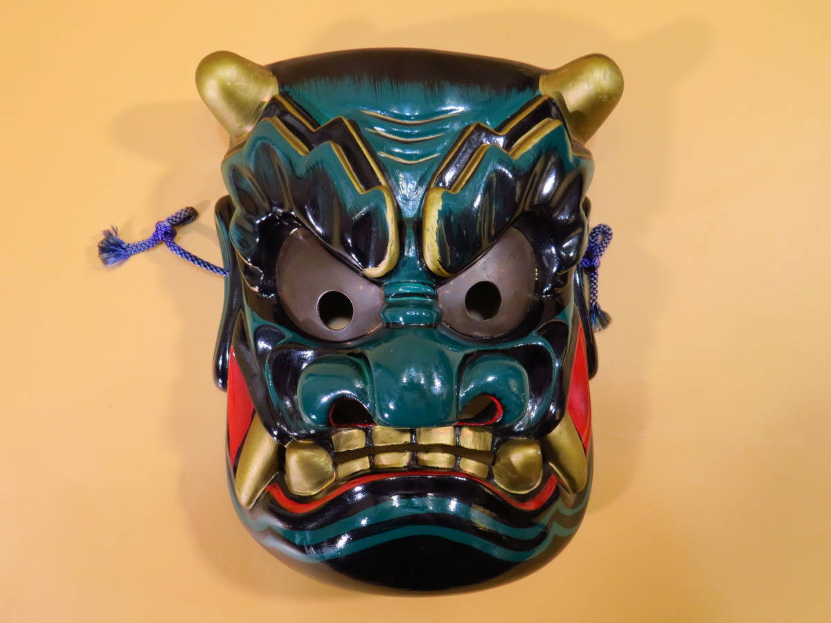 面 めん 備中神楽面 聖祐作 大国主命 木製 無形文化財 舞踊 大衆演劇