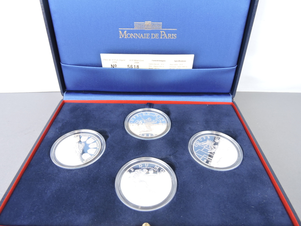 1998フランスワールドカップ公式記念コイン銀貨4種セット 【銀貨