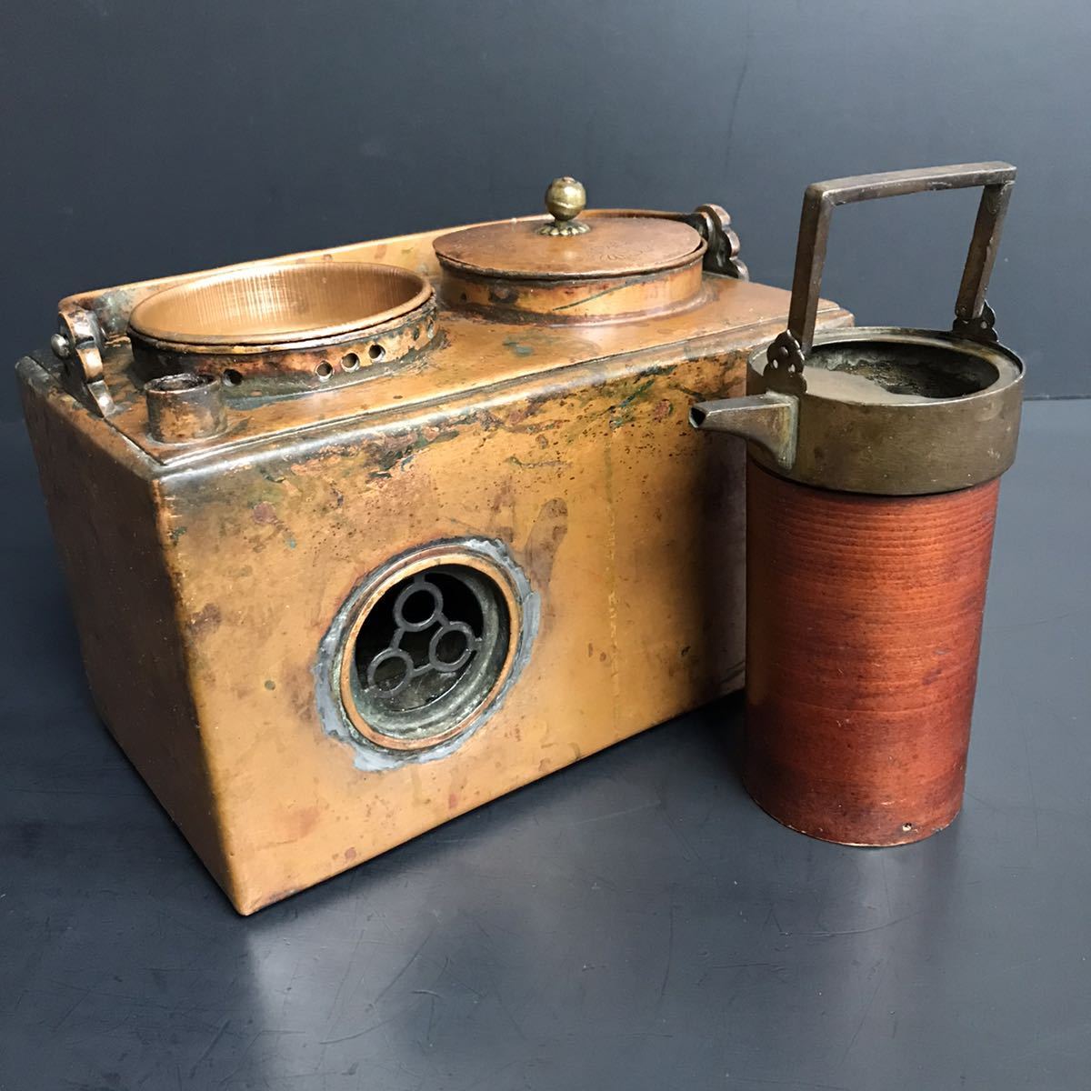 長火鉢、銅燗炉セット 長火鉢用道具(お燗器) 長火鉢、銅燗炉セット