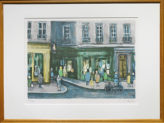 3518）ナタリーシャブリエ リトグラフ 外国風景 額装 3518）ナタリー