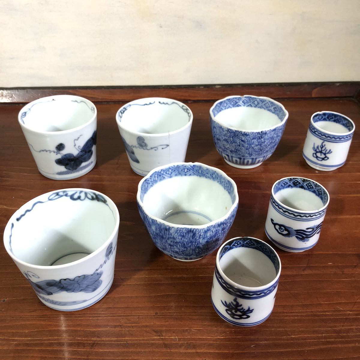 古伊万里 蕎麦猪口 金継ぎ 美品 江戸初期 なでしこ 間下紗卍金継ぎ