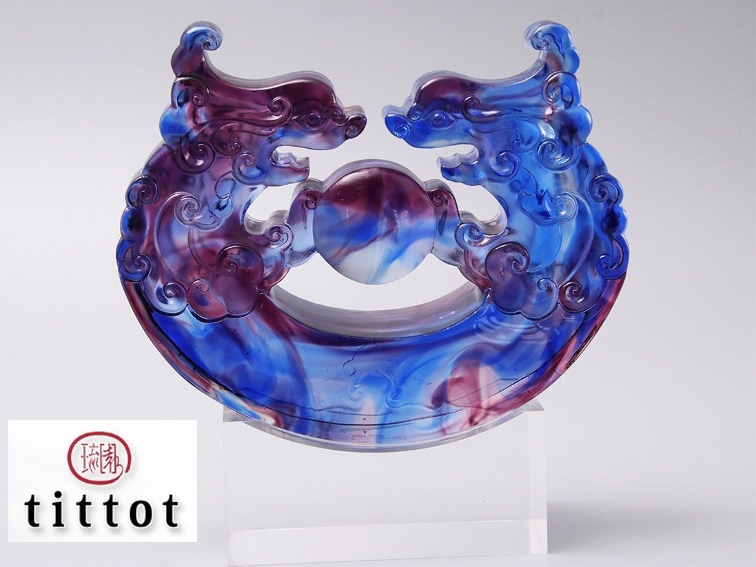 台湾ガラス tiitot 琉園 瑠璃ガラス 龍 置物 オブジェ