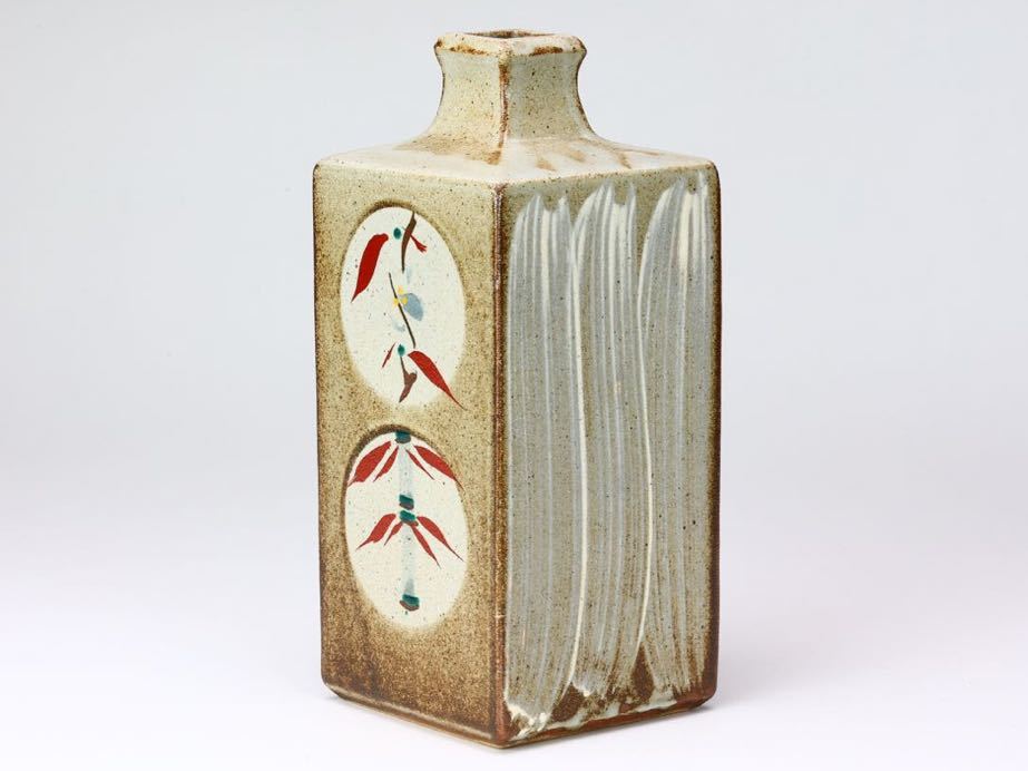 益子焼 陶芸家・明石庄作 刷毛目角瓶 （濱田庄司の弟子）