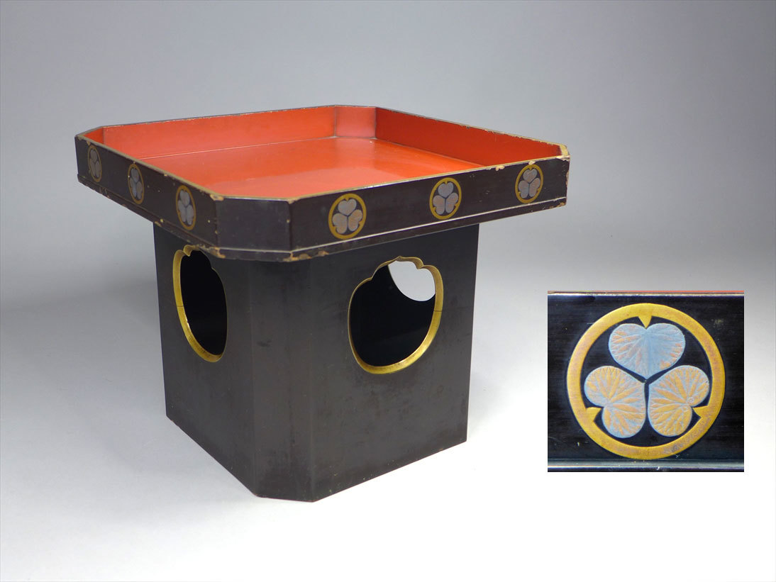 徳川三ツ葉葵紋 金蒔絵三宝 【公式通販】