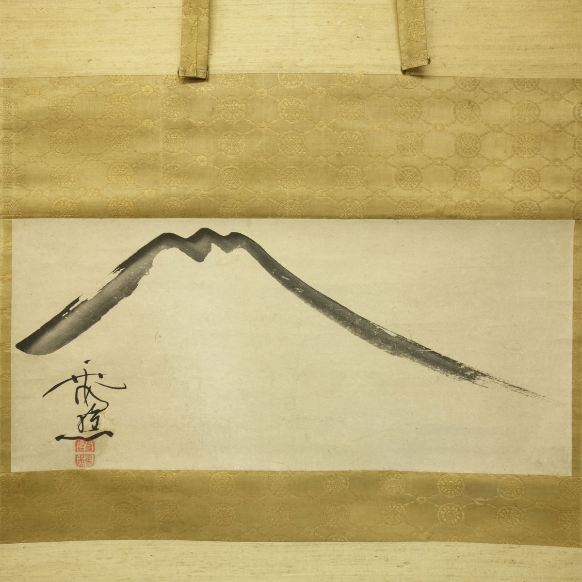 真景図 富士人物図 池 大雅 池大雅南画家 古昔庵好斎 大倉好斎 札付掛軸