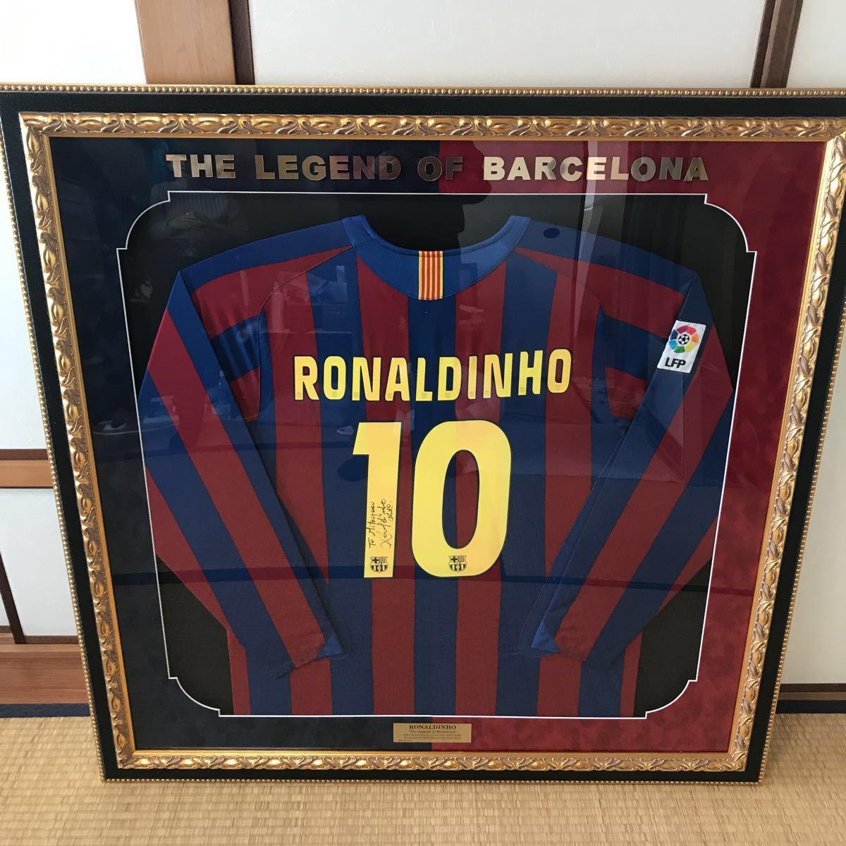 ICONS バルセロナ ロナウジーニョ 直筆サインフォト額装フレーム 額