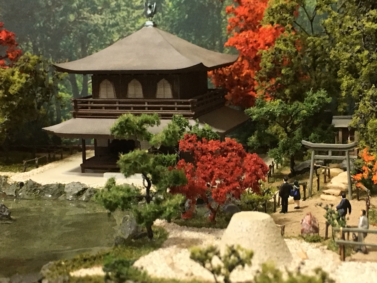 1/150 銀閣寺 紅葉 ジオラマ リモコンLEDライトアップ 自作アクリル