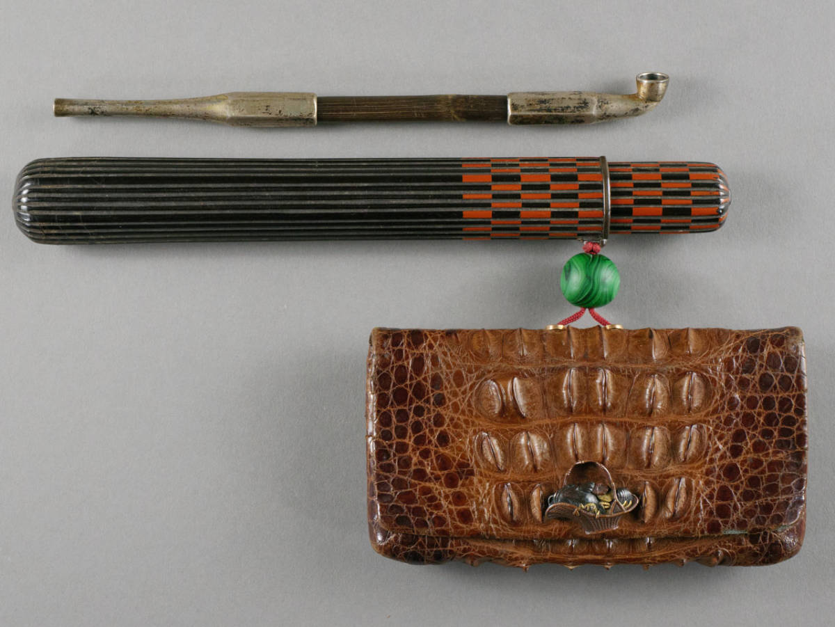 煙管入 根付 キセル入れ 時代物 煙草道具 天然素材 アンティーク 置物