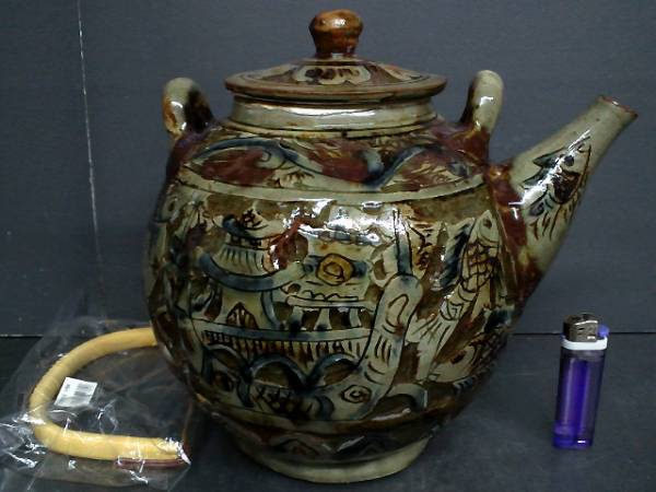 壺屋焼故【島袋常明】エジプト紋大壺