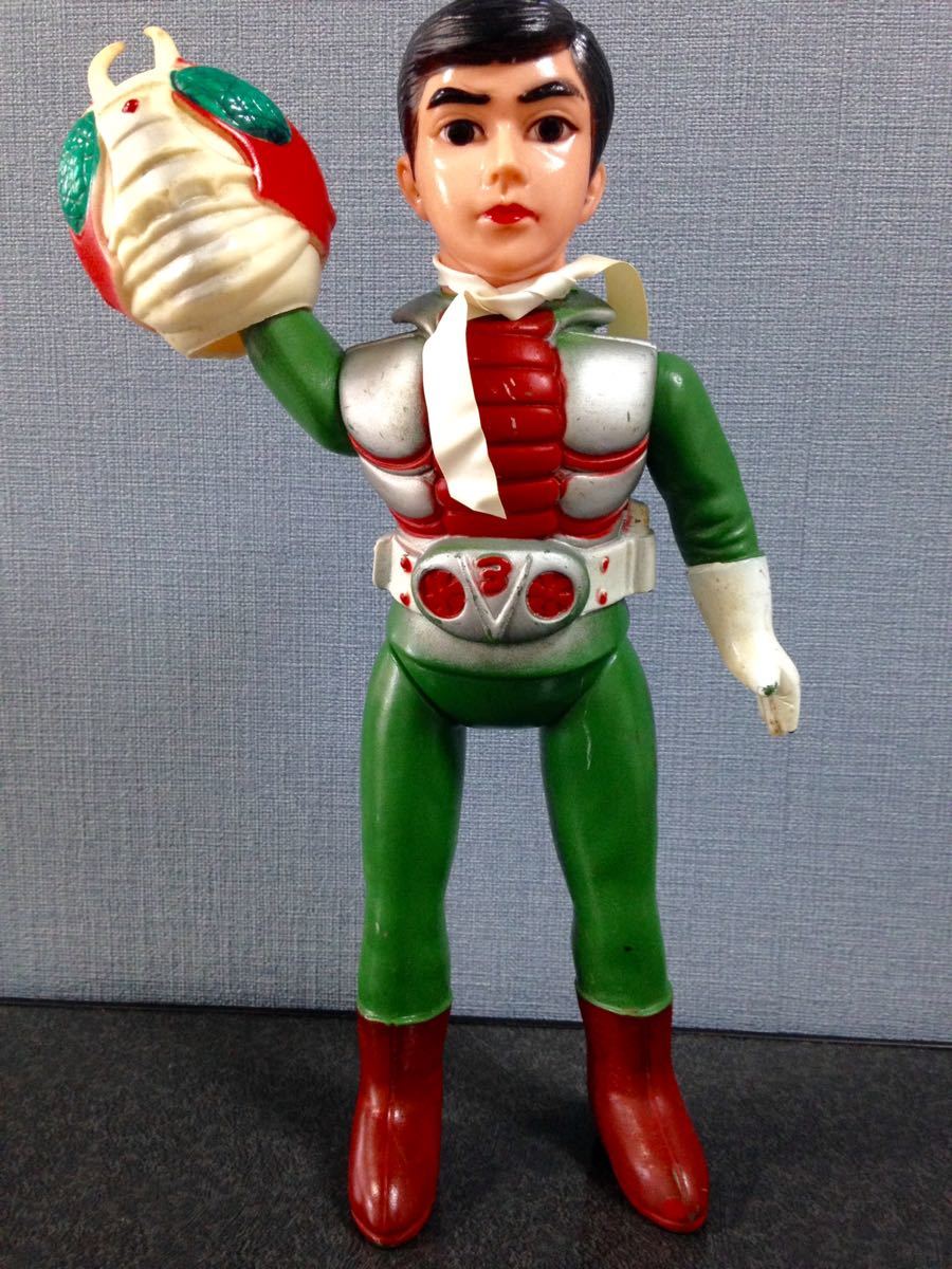 当時物】仮面ライダーV3 クリア成型 ポピー 旧バンダイ ソフビ 当時物