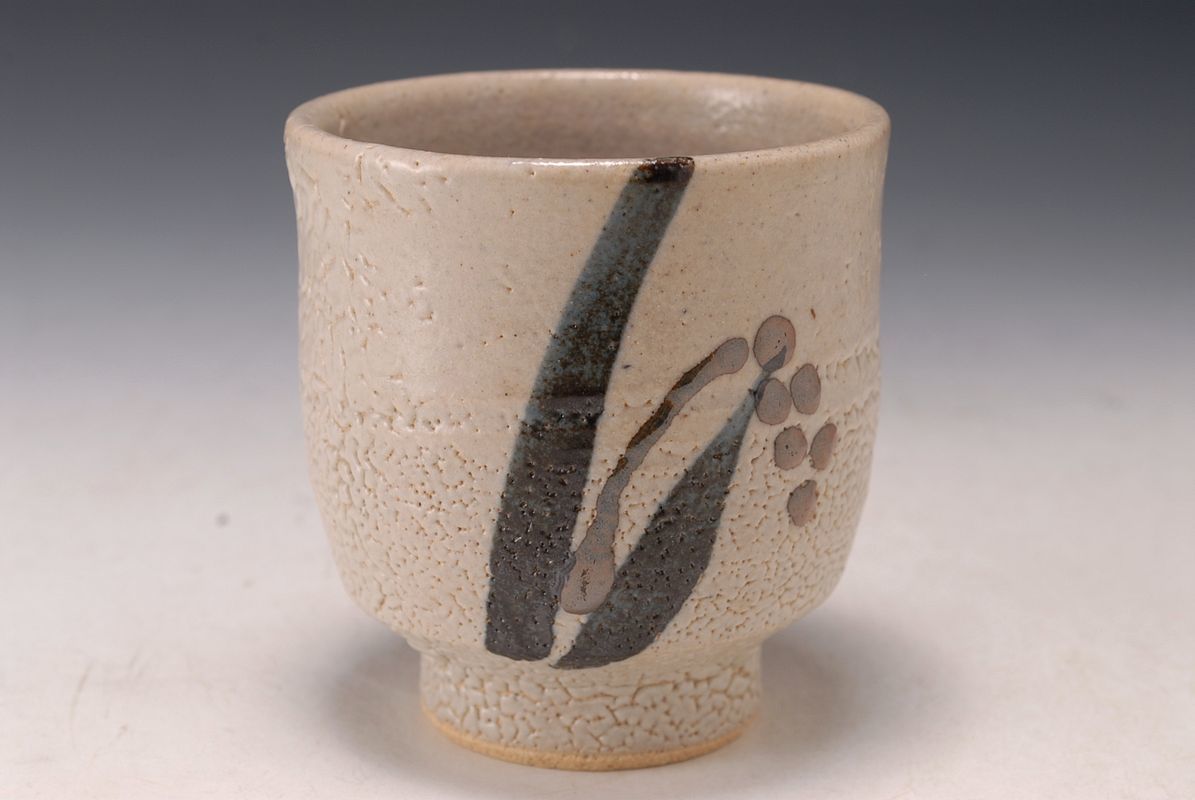 骨董益子焼濱田庄司浜田庄司？民芸民藝鉄釉指描湯呑コップ