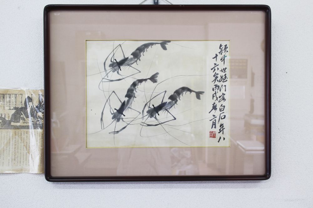 中国 掛軸 斉白石 水墨画 海老図 C 4142B 中国 掛軸 斉白石 水墨画