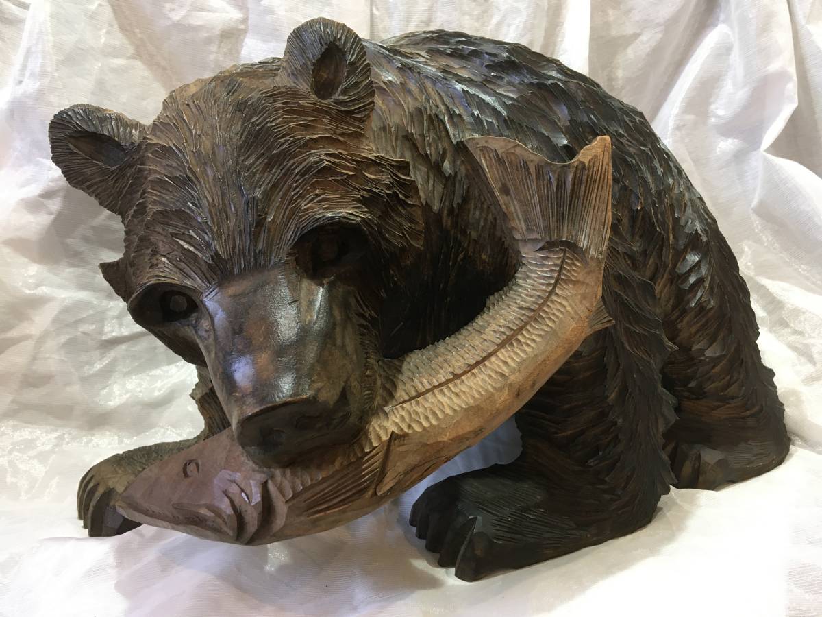 アイヌの木彫りの熊 大中小5体 大40×25×25 アイヌの木彫りの熊