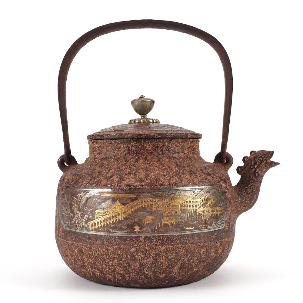 龍文堂造 銅矢立 銀象嵌 龍文堂造 銅矢立 銀象嵌 龍文堂