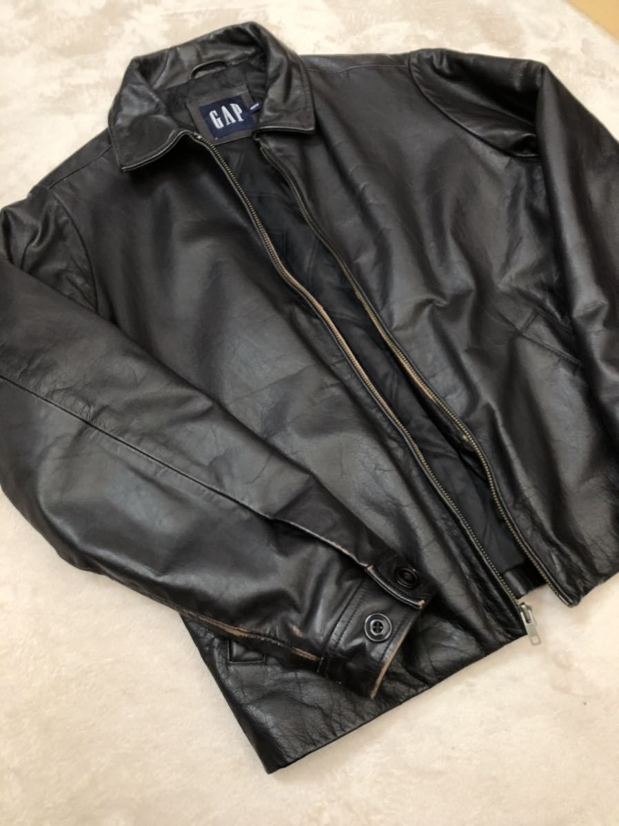 GAP ギャップ レザージャケット 本革 牛革 ブラウン シングル