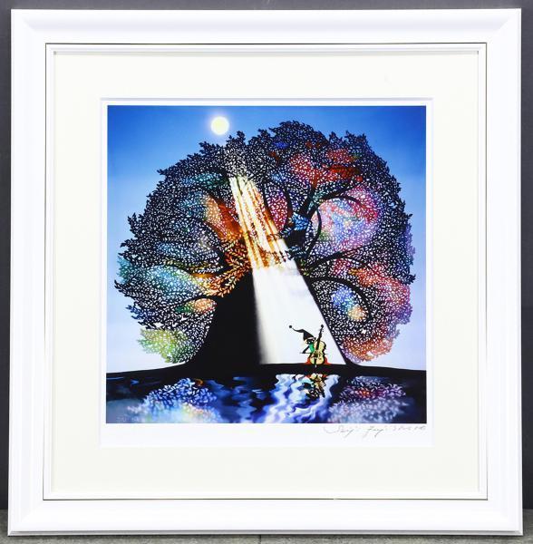 版画 作者不詳 サイン有 ジクレー 寂しい赤いサイ 名品 P193 版画 作者