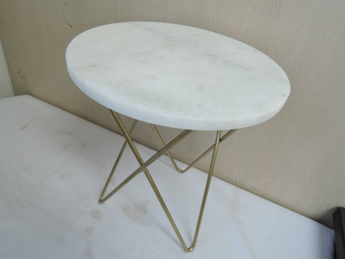 レア】ZARA ザラホーム 大理石円形サイドテーブル 直径約45cm レア