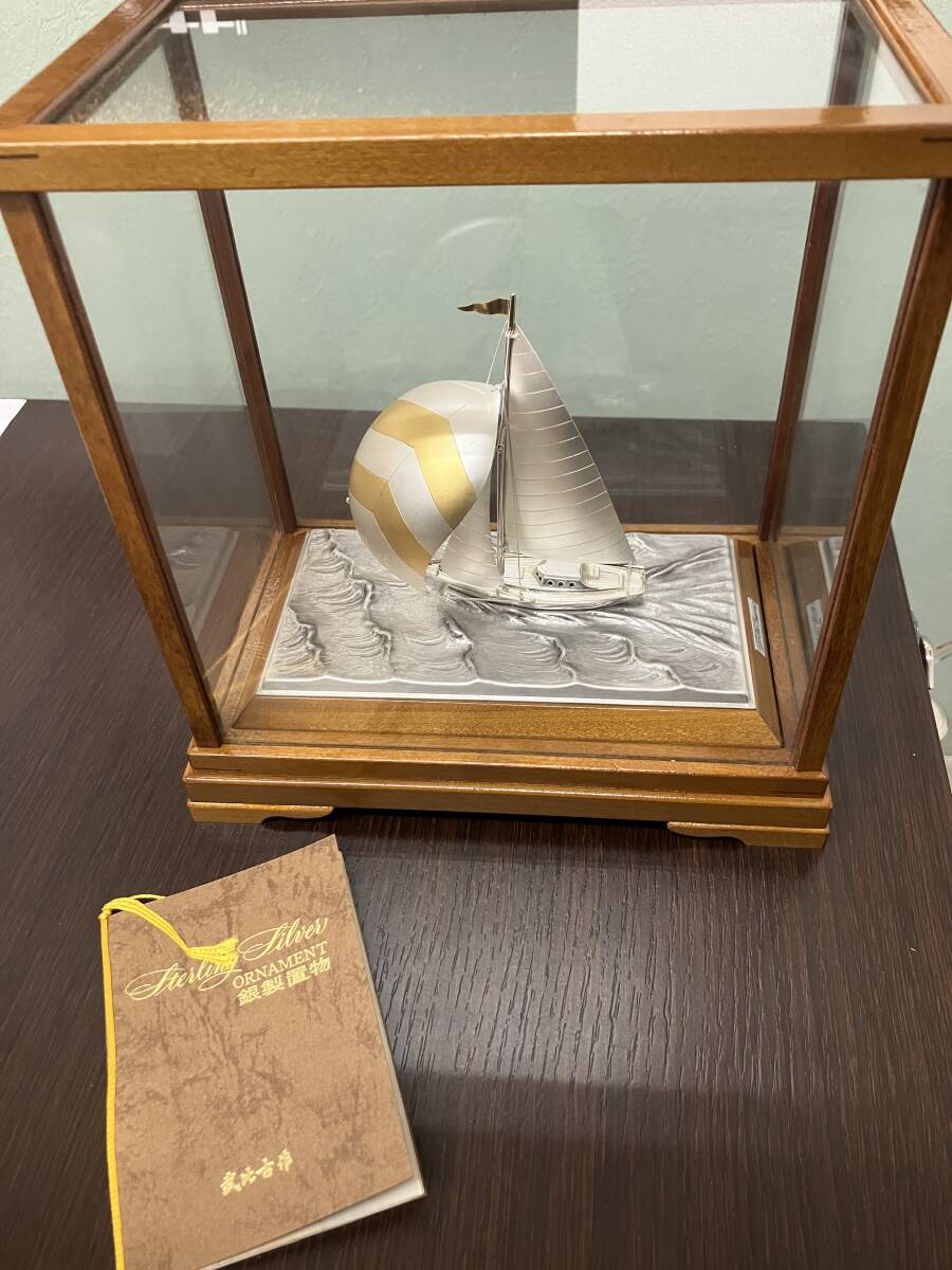 TAKEHIKO 武比古 SILVER999 純銀 ヨット船卓上額 箱付 武比古 TAKEHIKO
