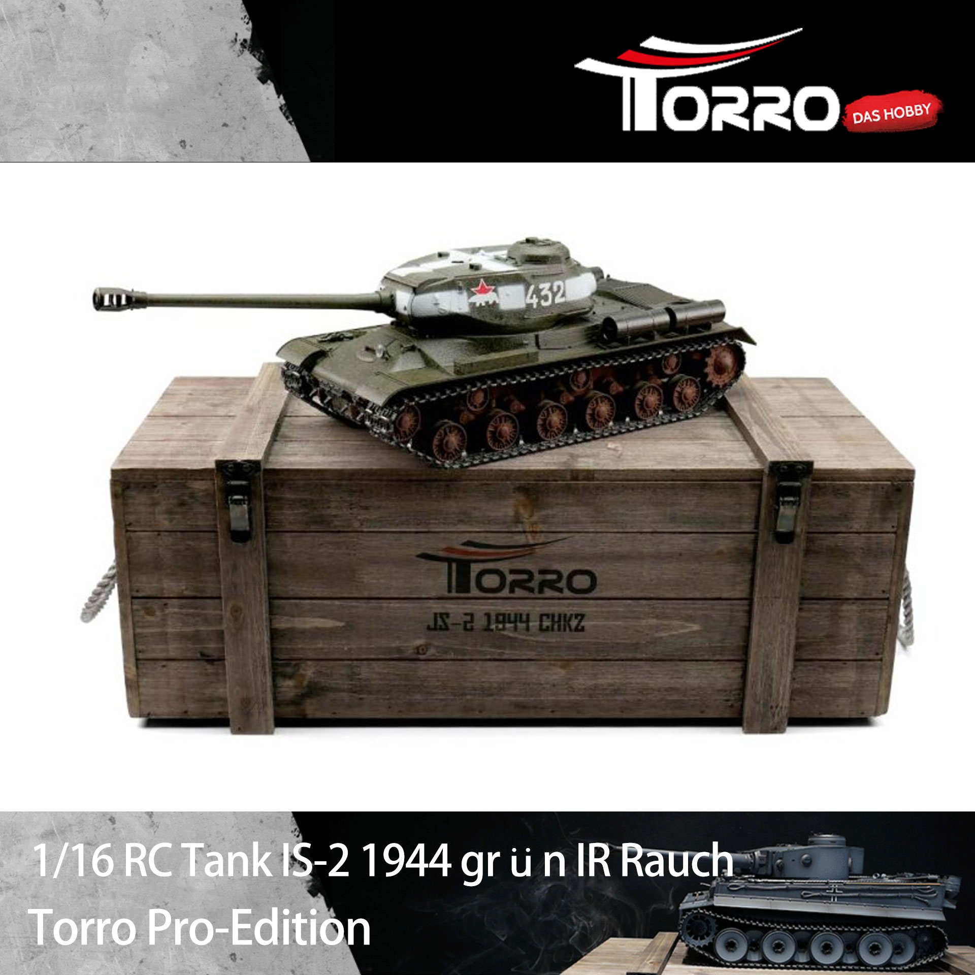 Torro IS-2 1944 坦克｜森林綠｜1:16金屬結構＋IR對戰＋發炮冒煙