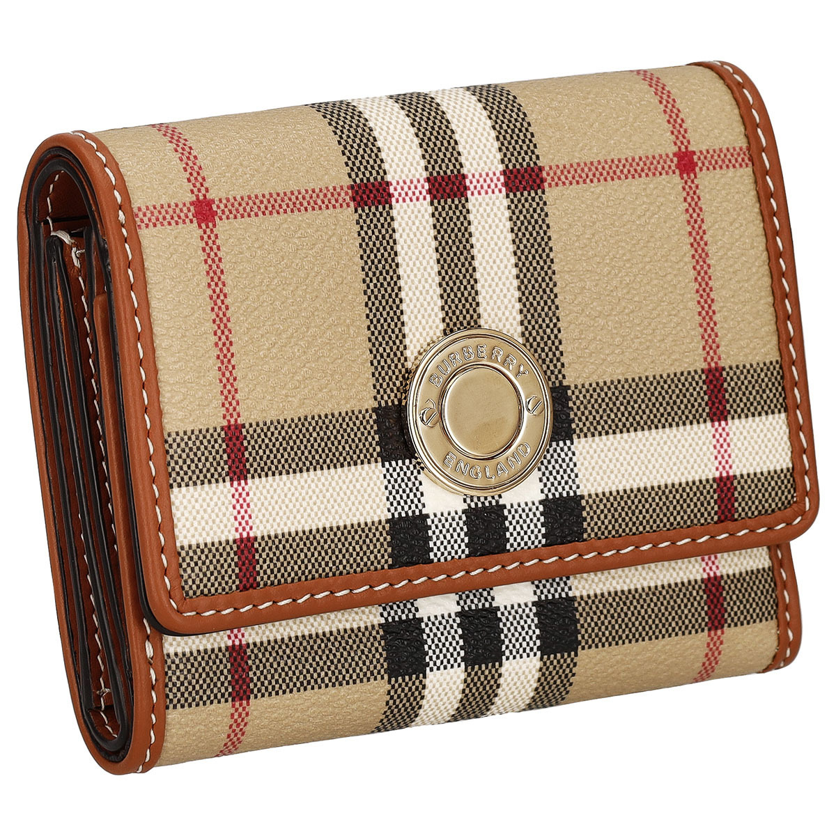 BURBERRY 三つ折りエナメル財布 ブラウン箱入り バーバリー BURBERRY