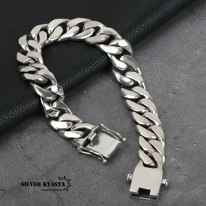 シルバー925 喜平ブレスレット シルバー喜平チェーン 太め 幅12mm