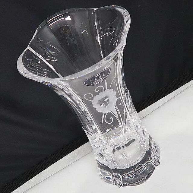 未使用に近い】ELBE Crystal (エルベクリスタル)花瓶フラワーベース 未