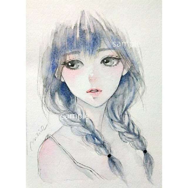 専用 手描きイラスト 絵画 美人画 絵 人物画 水彩画 専用 手描き
