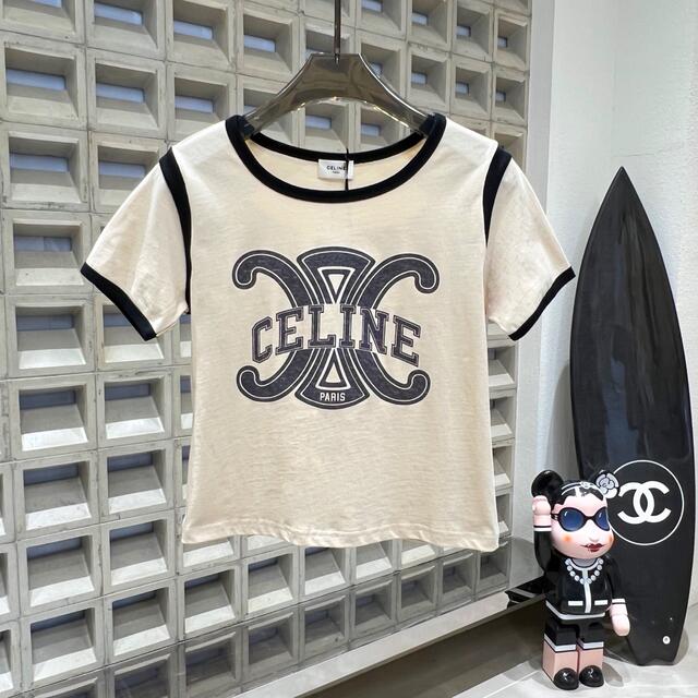 celine クルーネック 半袖Tシャツ CELINE ロゴ 半袖Tシャツ ホワイト