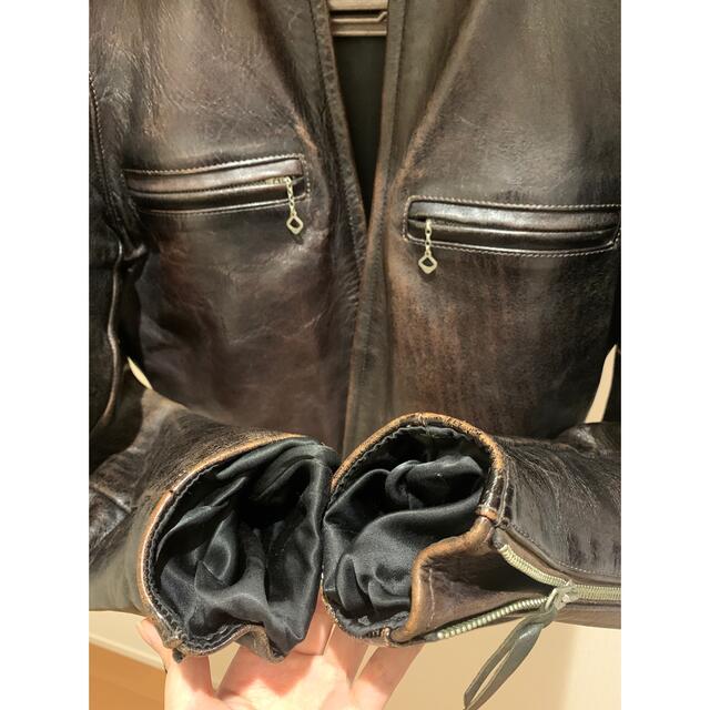 60sライトニングジッパー フェード ライダース j100 型 茶芯 60s